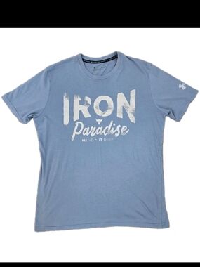 Under Armour Project Rock Iron Paradise T-Shirt Mens Medium Blue 1370483 GUC